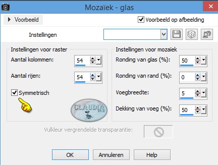 Instellingen Textuureffect - Mozaïek-glas 