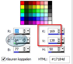 Noteer de getallen die naast de letters K en V staan 