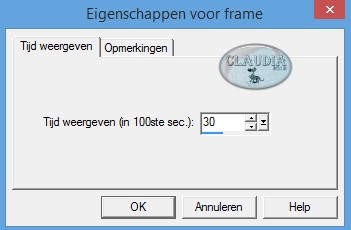 Instelling Eigenschappen voor frame