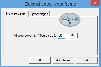 Instelling Eigenschappen voor frame