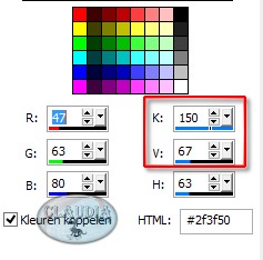 Hier vind je de K en V getallen om in te kleuren