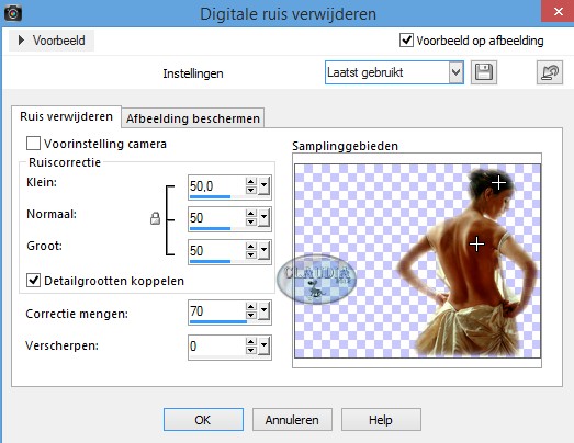 Instellingen Digitale ruis verwijderen (= Ruis van digitale camera verwijderen)