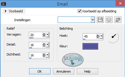 Instellingen Artistiek effect - Email