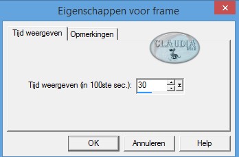 Instelling Eigenschappen voor frame