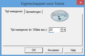 Instelling Eigenschappen voor frame