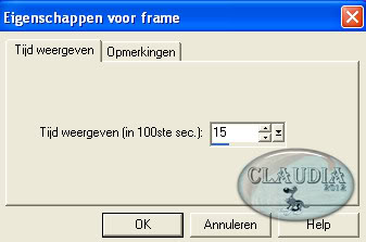 Instellingen eigenschappen van frame