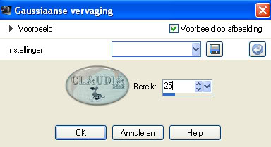 Instellingen gaussiaanse vervaging