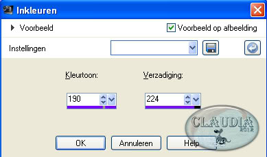 Instellingen voor het inkleuren