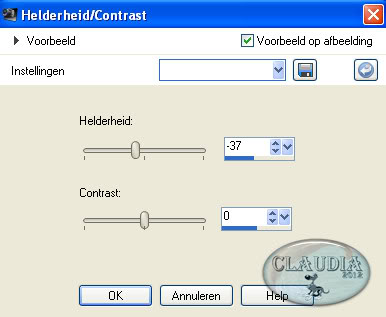 Instellingen herlderheid en contrast
