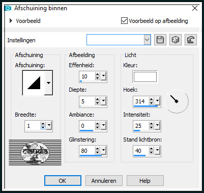 Effecten - 3D-Effecten - Afschuining binnen 