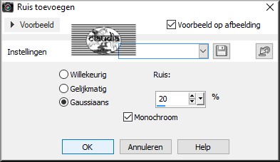 Aanpassen - Ruis toevoegen/verwijdere - Ruis toevoegen : (= grofkorreligheid)