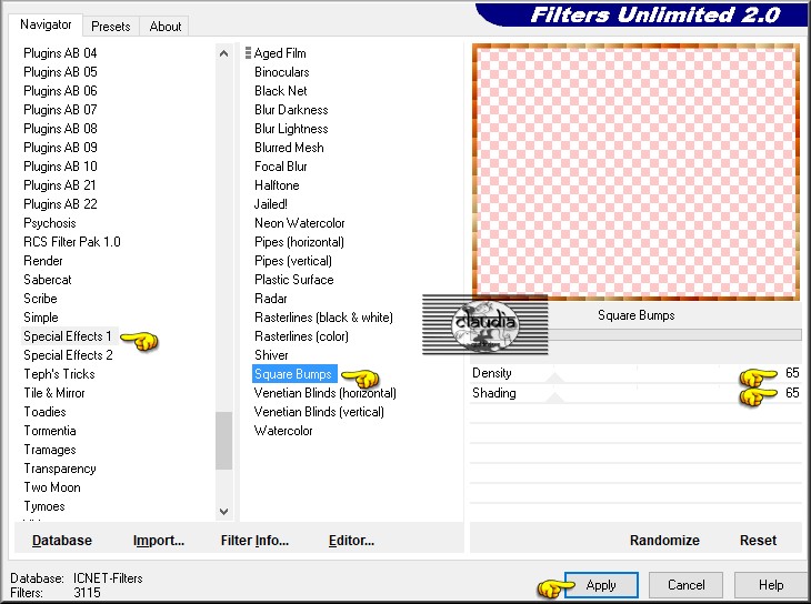 Effecten - Insteekfilters - <I.C.NET Software> - Filters Unlimited 2.0 - Special Effects 1 - Square Bumps