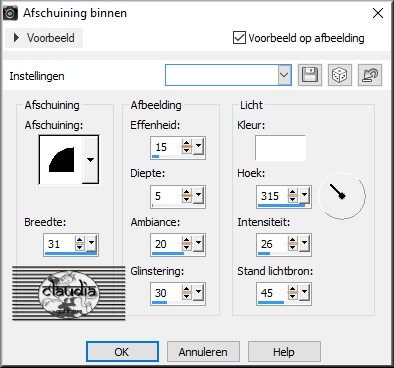 Effecten - 3D Effecten - Afschuining binnen 