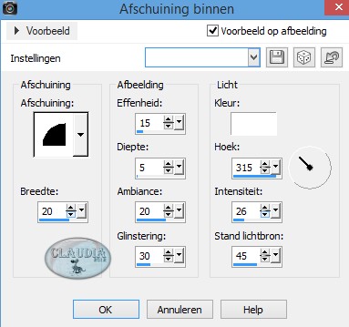 Effecten - 3D Effecten - Afschuining binnen