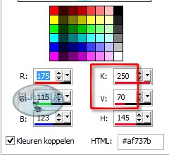 Noteer de getallen die naast de letters K en V staan