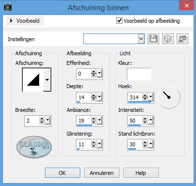 Effecten - 3D Effecten - Afschuining binnen