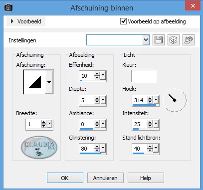 Effecten - 3D Effecten - Afschuining binnen