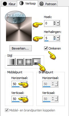 Maak een Verloop met deze instellingen