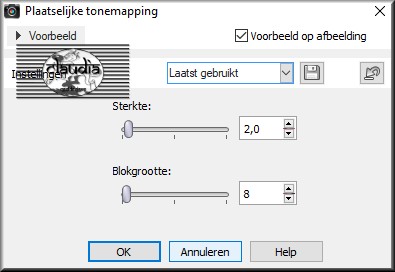 Aanpassen - Helderheid en contrast - Plaatselijke tonemapping : in de lagere PSP versies heet dit Verhelderen