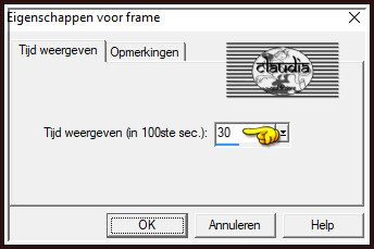 Animatie - Eigenschappen voor frame :