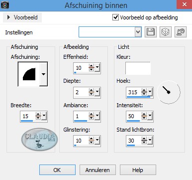 Effecten - 3D Effecten - Afschuining binnen