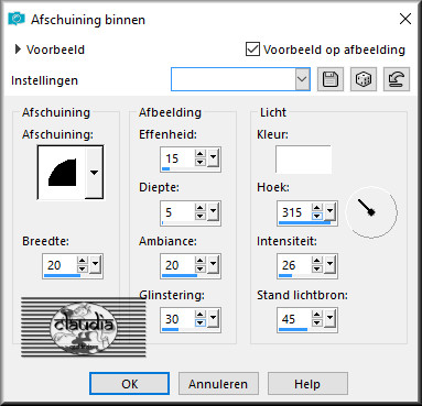 Effecten - 3D Effecten - Afschuining binnen 