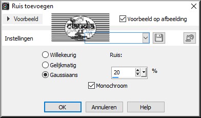 Aanpassen - Ruis toevoegen/verwijderen - Ruis toevoegen (= Grofkorreligheid)