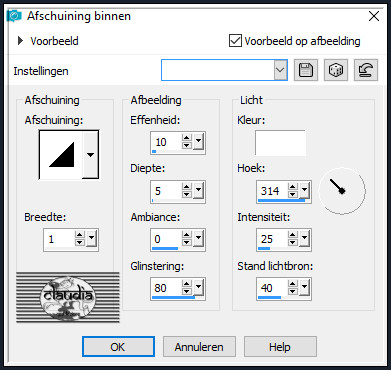 Effecten - 3D-Effecten - Afschuining binnen