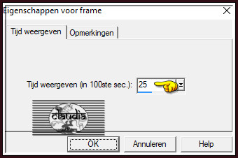 Animatie - Eigenschappen voor frame :