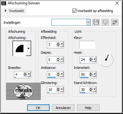 Effecten - 3D Effecten - Afschuining binnen