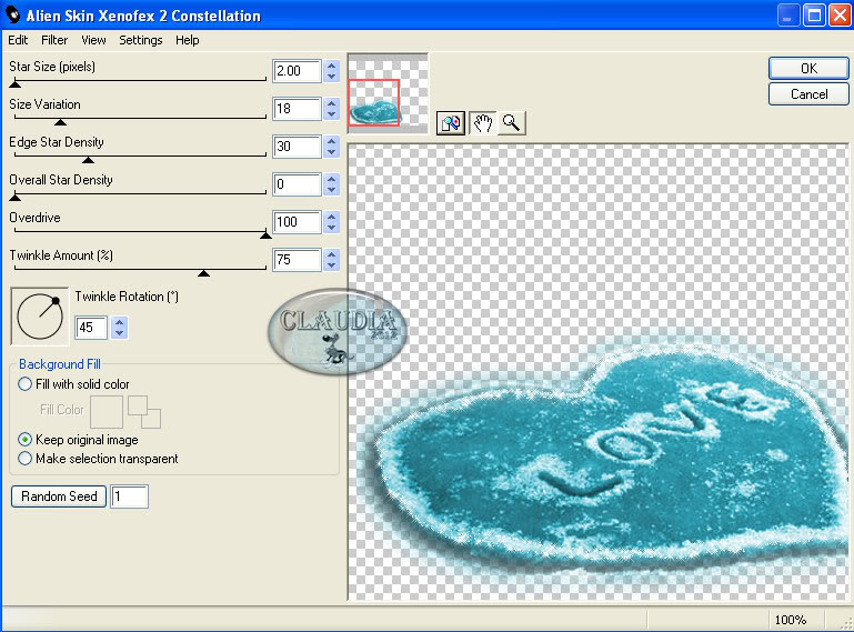 Instellingen filter Xenofex 2