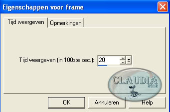 Instelling eigenschappen voor frame