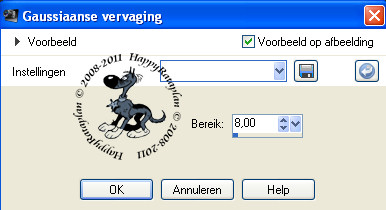 Instellingen gaussiaanse vervaging