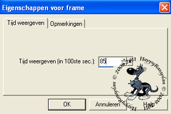 Instellingen eigenschappen van frame