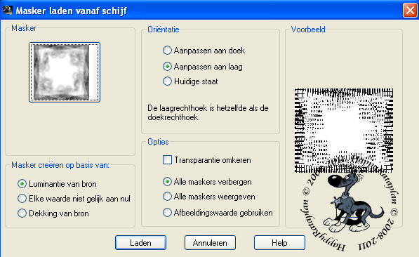 Instellingen voor het masker