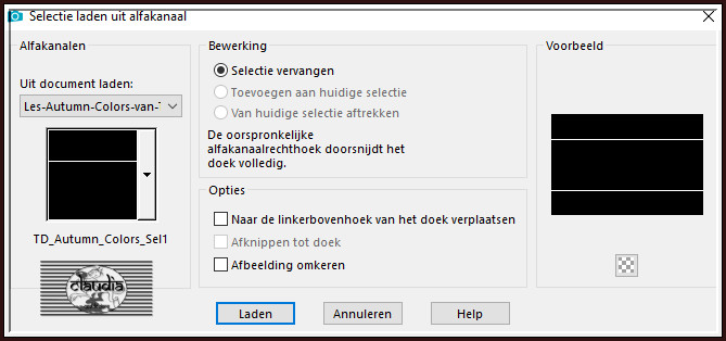 Selecties - Selectie laden/opslaan - Selectie laden uit alfkanaal : TD_Autumn_Colors_Sel1