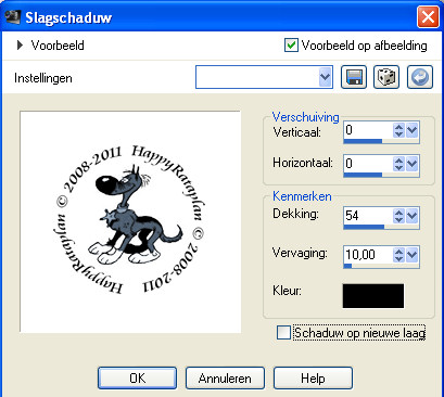 Instellingen slagschaduw