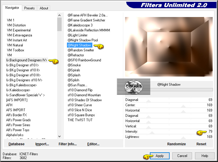 Effecten - Insteekfilters - <I.C.NET Software> - Filters Unlimited 2.0 - &<Background Designers IV> - @Night Shadow