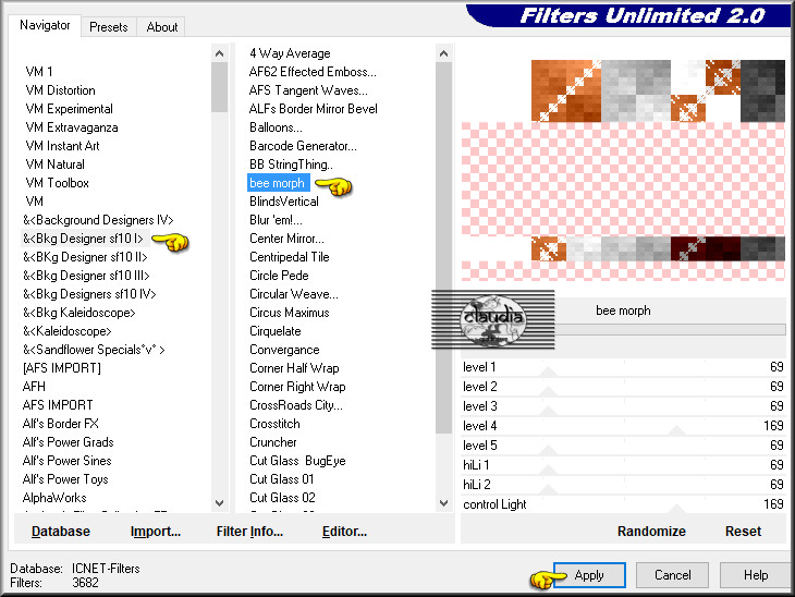 Effecten - Insteekfilters - <I.C.NET Software> - Filters Unlimited 2.0 - &<Bkg Designer sf10 I> - bee morph