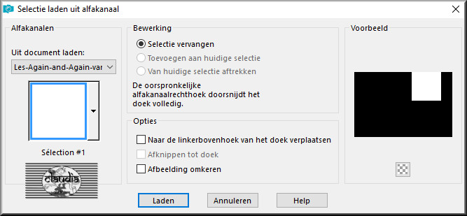 Selecties - Selectie laden/opslaan - Selectie laden uit alfakanaal : Sélection #1