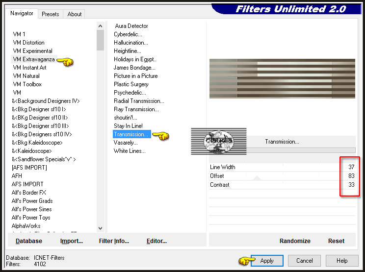 Effecten - Insteekfilters - <I.C.NET Software> - Filters Unlimited 2.0 - VM Extravaganza - Transmission