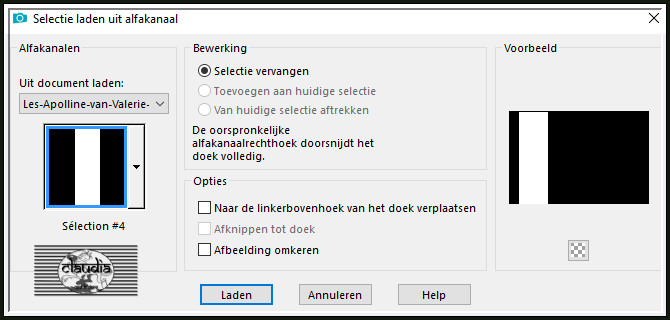 Selecties - Selectie laden/opslaan - Selectie laden uit alfakanaal : Sélection #