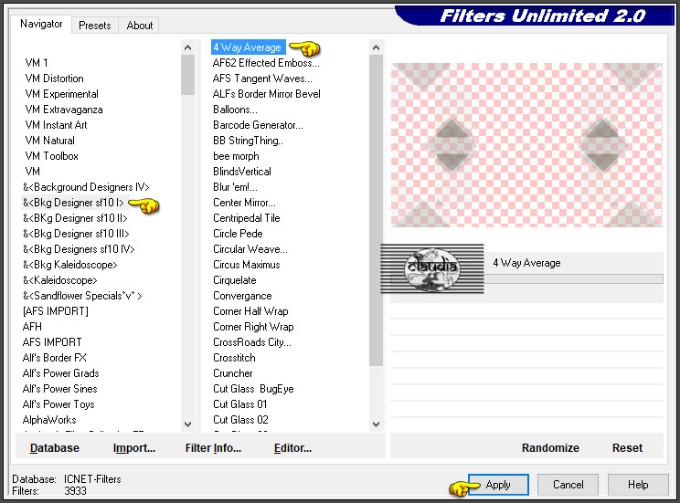 Effecten - Insteekfiltersd - <I.C.NET Software> - &<Bkg Desiger sf10 I> - 4 Way Average