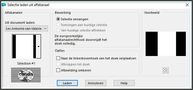 Selecties - Selectie laden/opslaan - Selectie laden uit alfakanaal : Sélection #1