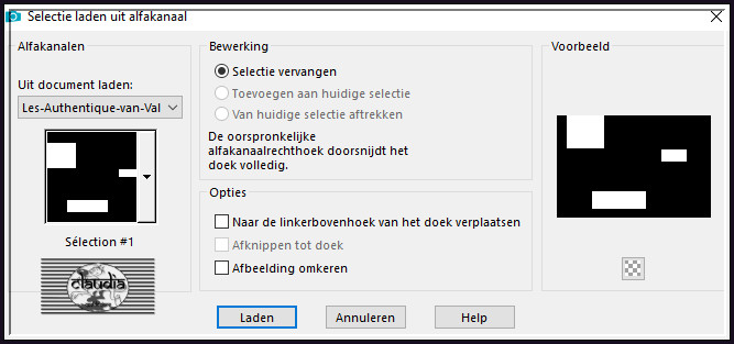 Selecties - Selectie laden/opslaan - Selectie laden uit alfakanaal : Sélection #1