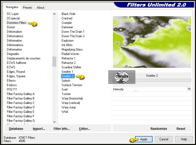 Effecten - Insteekfilters - <I.C.NET Software> - Filters Unlimited 2.0 - Distortion Filters - Smelter 2