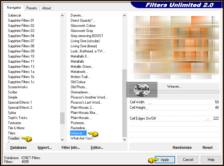 Effecten - Insteekfilters - <I.C.NET Software> - Filters Unlimited 2.0 - Toadies - Weaver