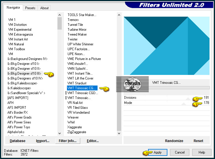 Effecten - Insteekfilters - <I.C.NET Software> - Filters Unlimited 2.0 - &<Bkg Designer sf10 III > VMT Trimosaic CG