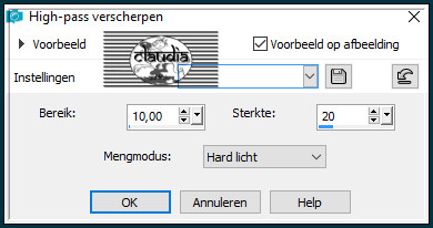 Aanpassen - Scherpte - High-pass verscherpen