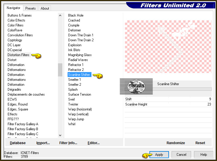Effecten - Insteekfilters - <I.C.NET Software> - Filters Unlimited 2.0 - Distortion Filters - Scanline Shifter